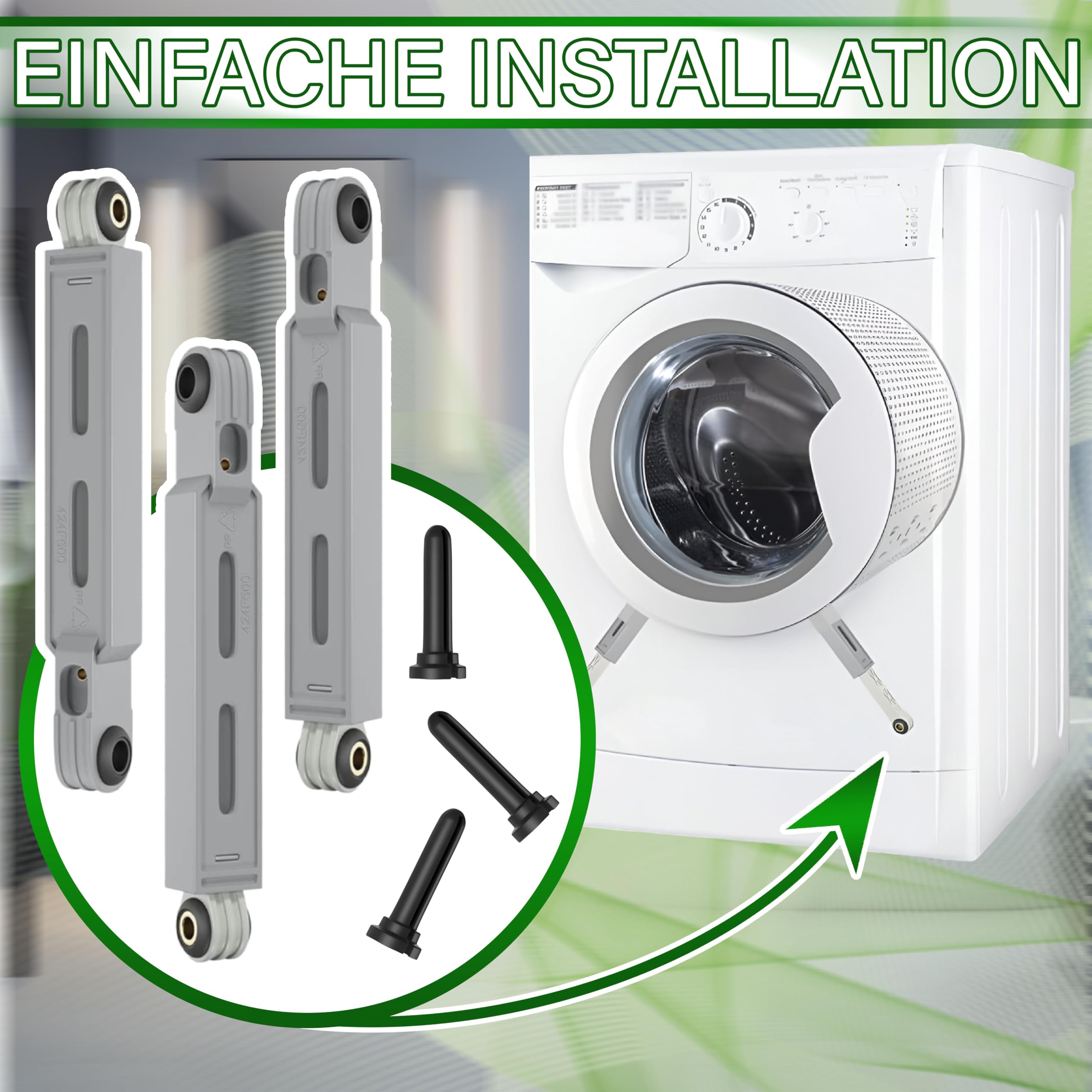Satz 3 Stück Stoßdämpfer Waschmaschine mit Stiften 90N Ø 8 mm/13,2 mm mit Originalcode 00673541 00660865 742719 00742719 für Bosch für Siemens für Balay - Garantie 5 Jahre - ONIX TECH