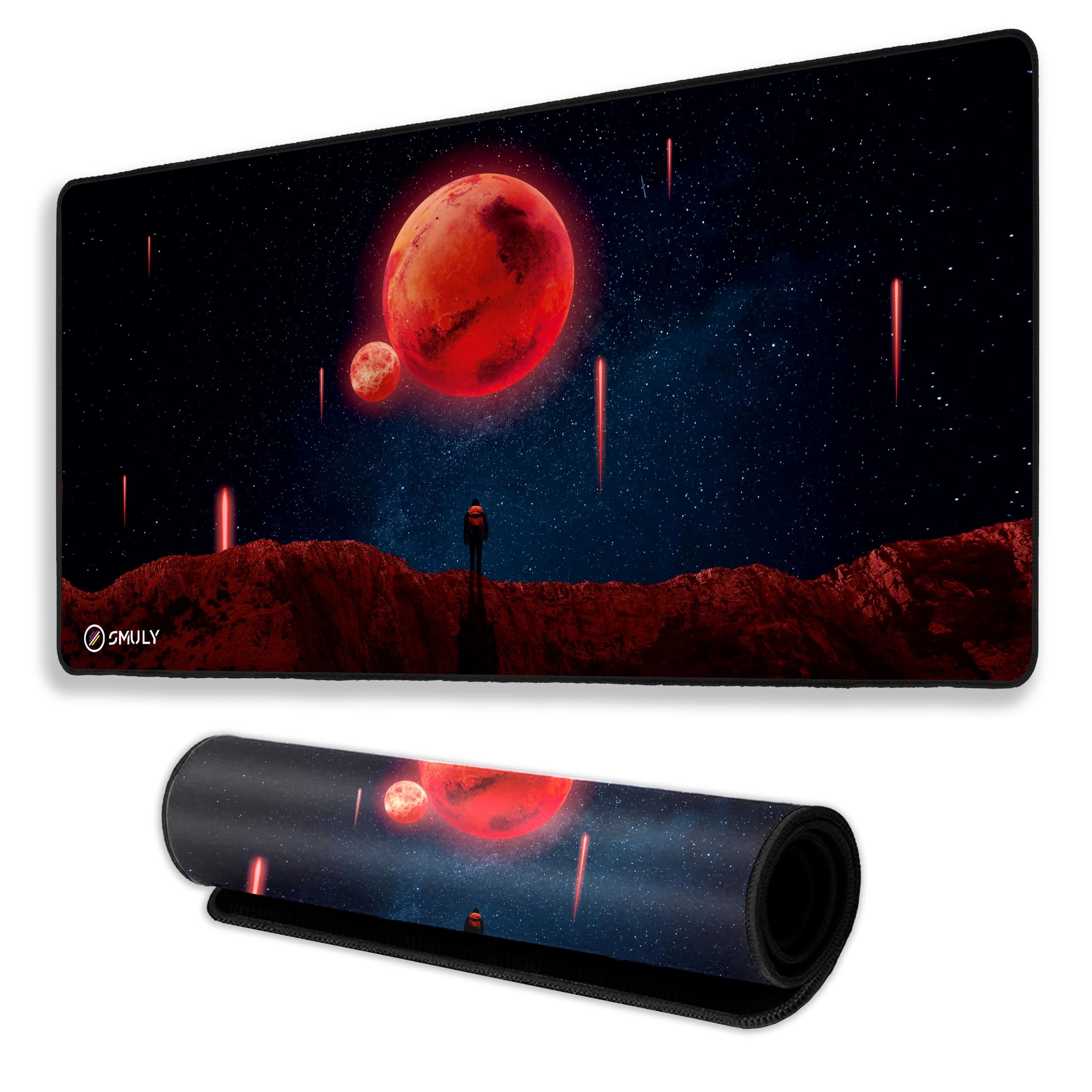 Red Planet Space Large Gaming Mouse Pad,18 x 36Inch Extended Desk Mat, Waterproof Desk Pad with Anti-Slip Rubber Base Mousepad,Stitched Edges,Smooth Surface for Office, PC & Laptop (Multicolour)-picture-22