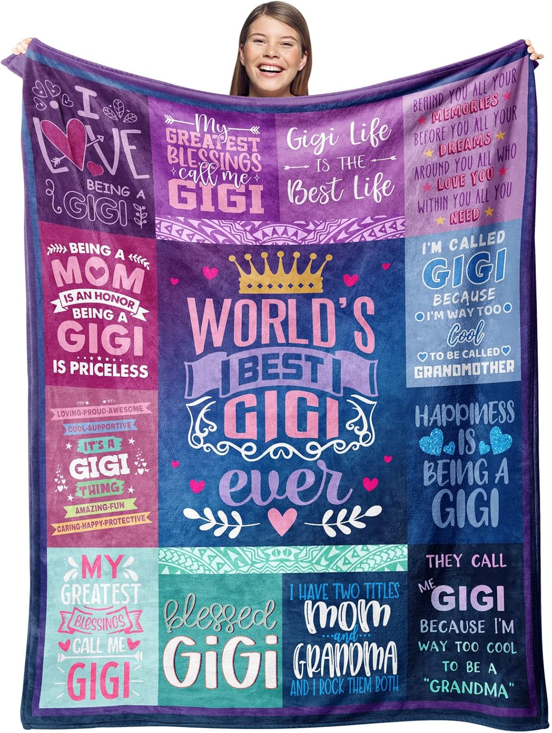 Gevuto Gigi Gifts for Grandma Blankets,Gifts for Gigi Throw 50" x 60",Nana Gifts