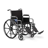 Medline Comfortable Folding Wheelchair with Swing-Back, Desk-Length Arms and Elevating Footrests, 20”W x 16”D Seat
