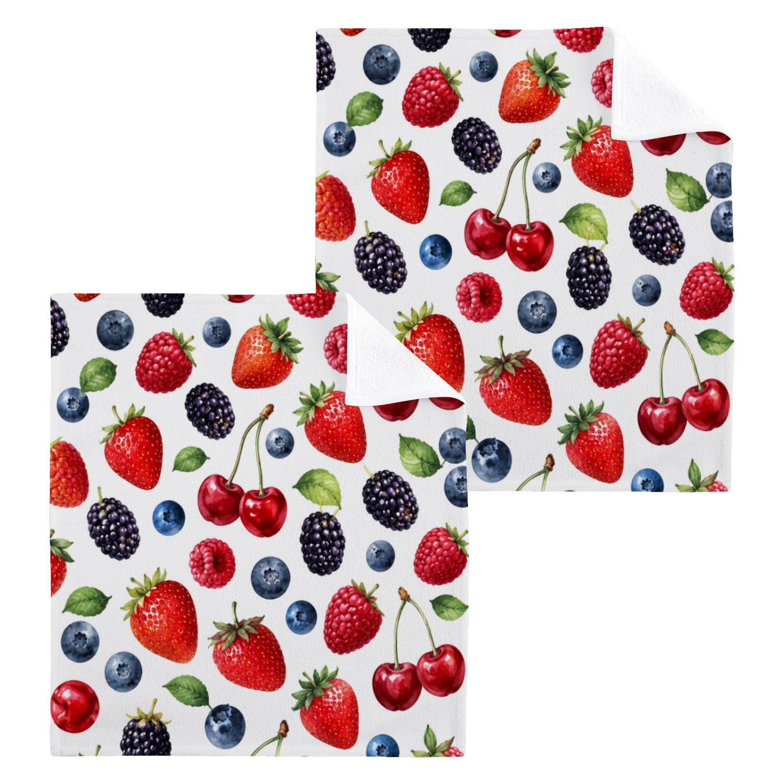 BOESI Berry Mix 12x12in Cotton Washcloth,Soft Absorbent Face Towel