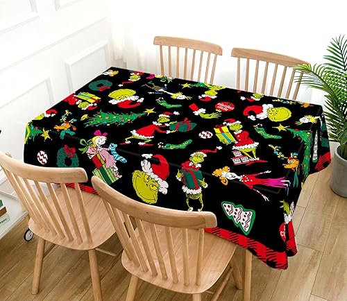 Miniatura 7 de Grinchmas - Mantel rectangular a cuadros de búfalo para Navidad, invierno, vacaciones, fiesta, decoración, cocina, comedor, decoración del hogar, 60