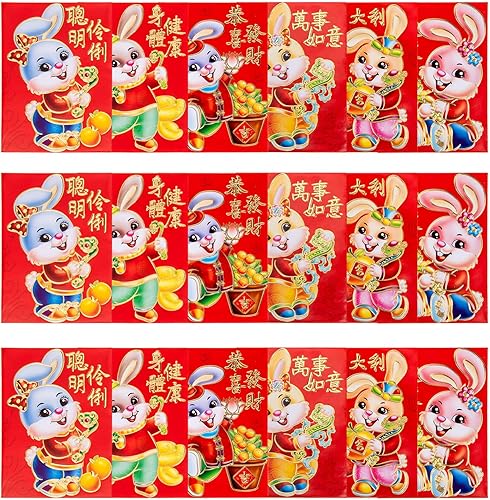 ABOOFAN 120 sobres rojos chinos, paquete rojo del año del conejo 2023, sobres rojos lunar Año Nuevo chino Lucky Money Pockets Hong Bao Gift Gong Xi