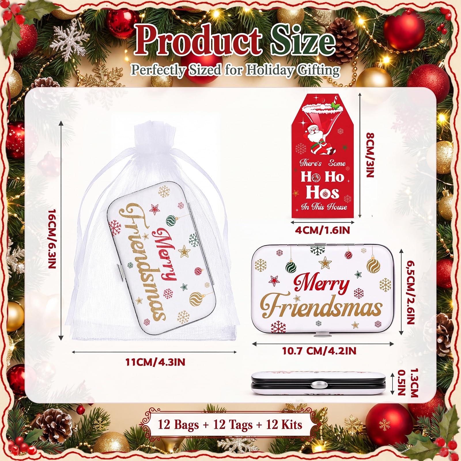 Chumia Juego de 12 kits de manicura de Navidad a granel, recuerdos de