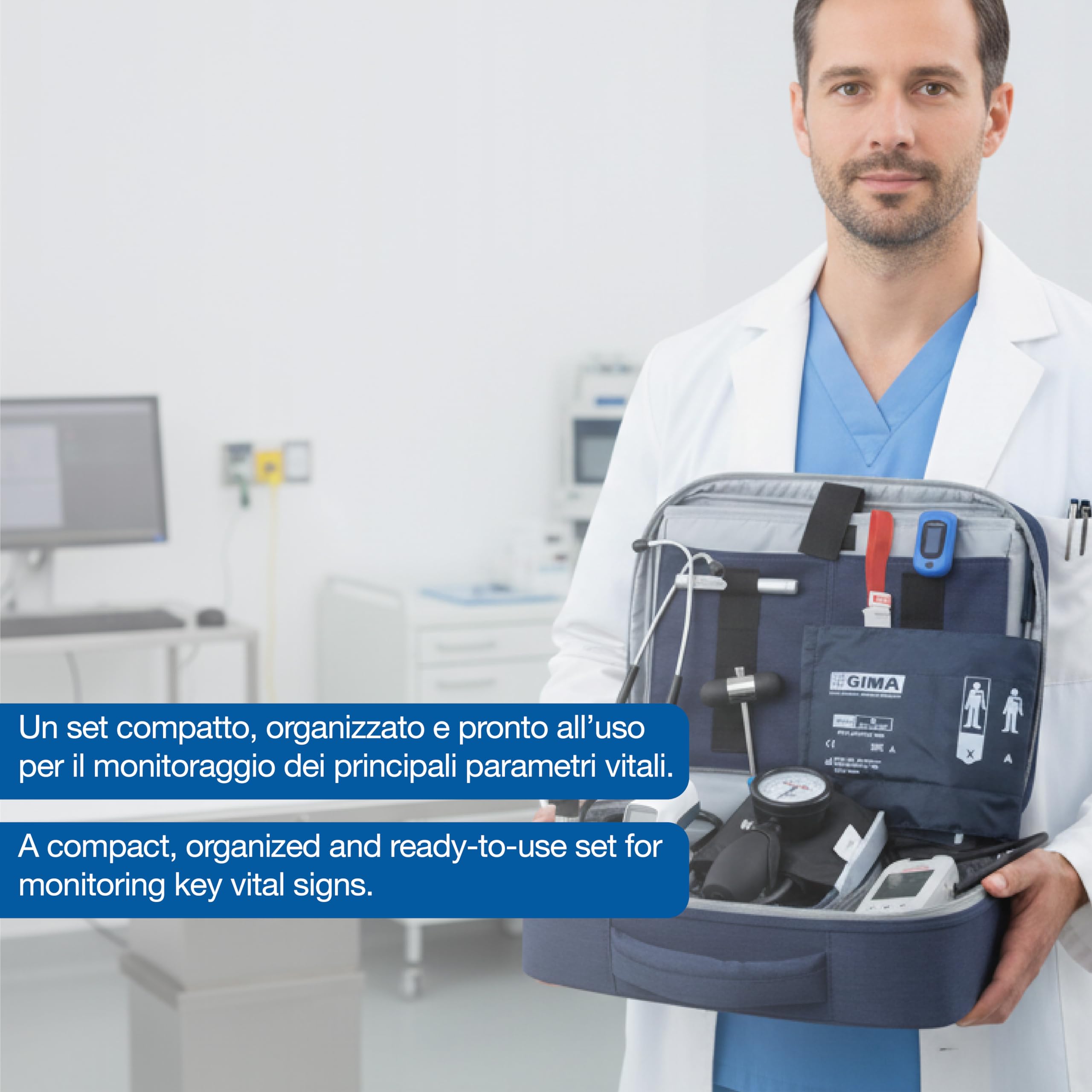 GIMA - Kit dottore 4A borsa multiuso grigia e blu, 34066
