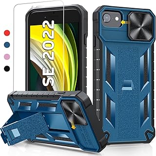 for iPhone SE 2022 Phone Case: iPhone 8|7|6s|6|SE 2020 Case with Kickstand | Heavy Duty Military Grade Drop Proof Protection Phone Cover | Durable Rugged Protective Shockproof Matte Textured Bumper - Blue