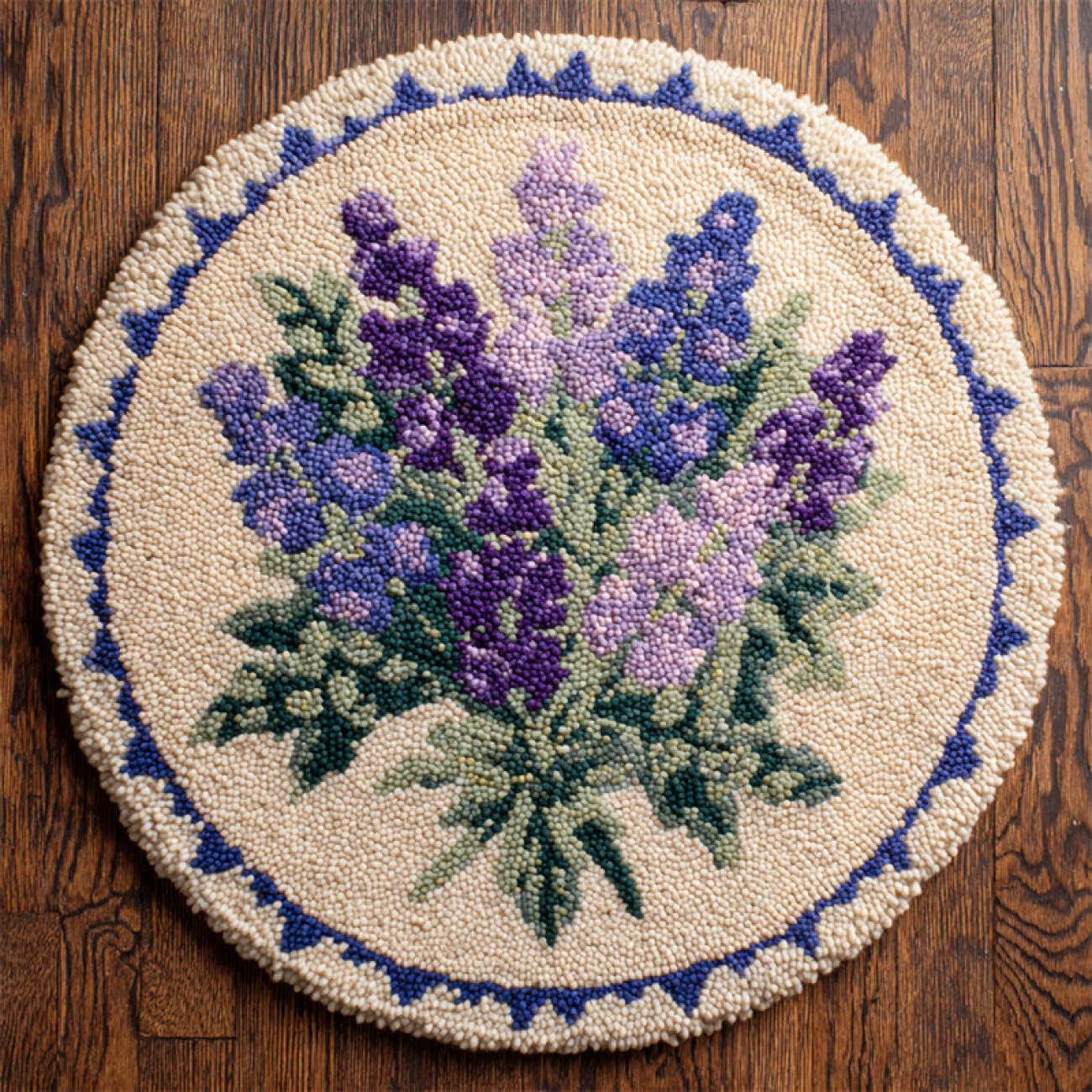 Kitquiver Flowers Latch Hook Cushion Kits Purple Bouquet DIY for Kids and Adults Gift for Family Friends Needlework Crafts Cute Gifts 50x50cm