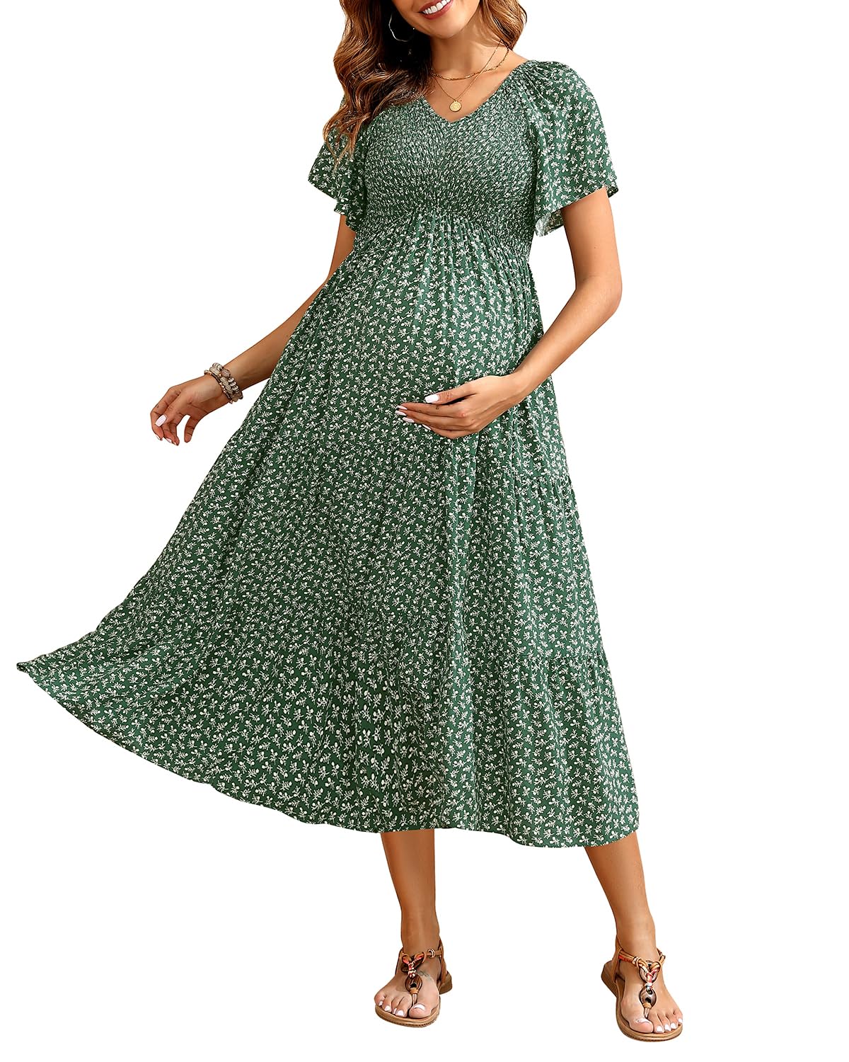 Flutter Sleeve Midi Dress