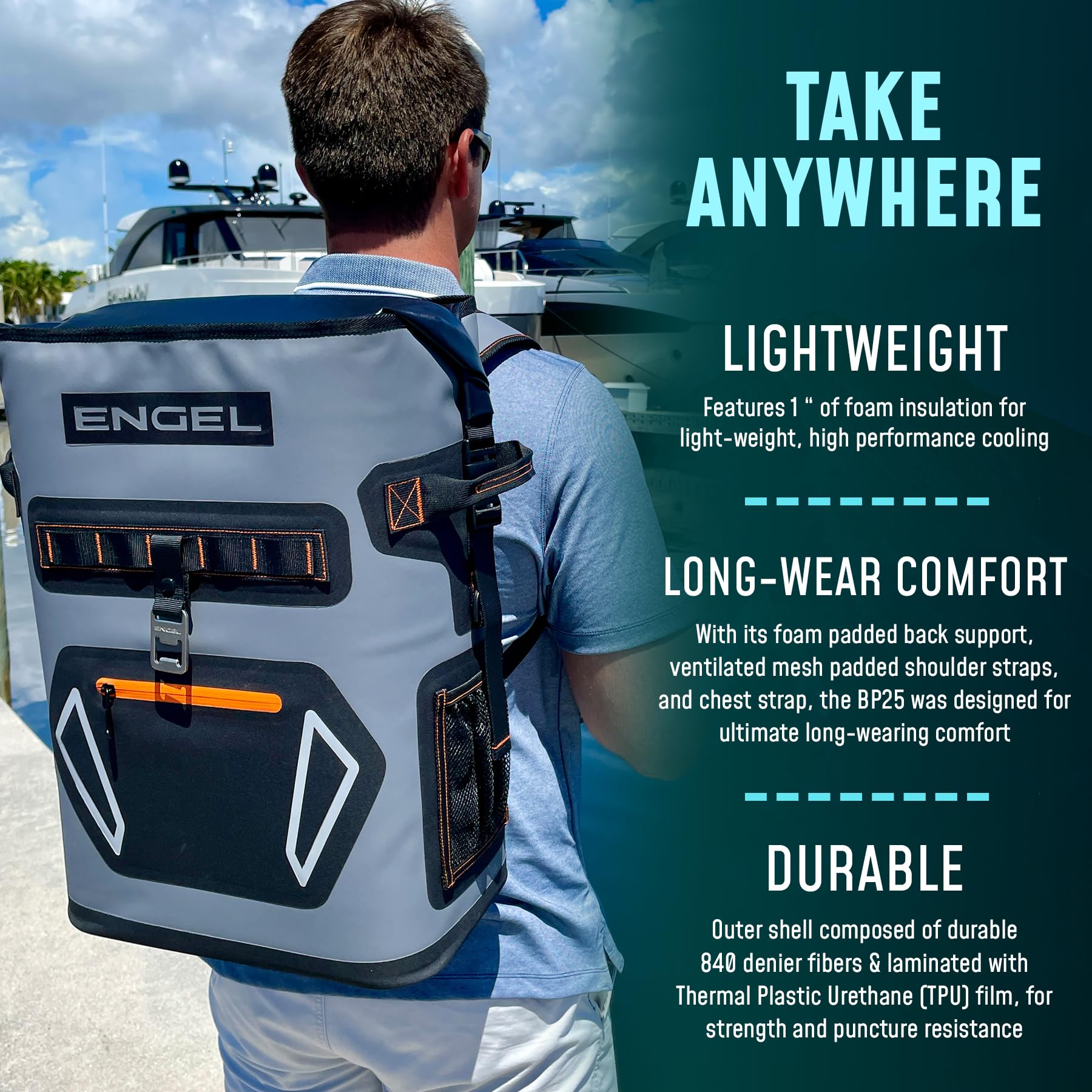 Engel Bp25 25 Quart Roll Top High Performance Backpack Cooler