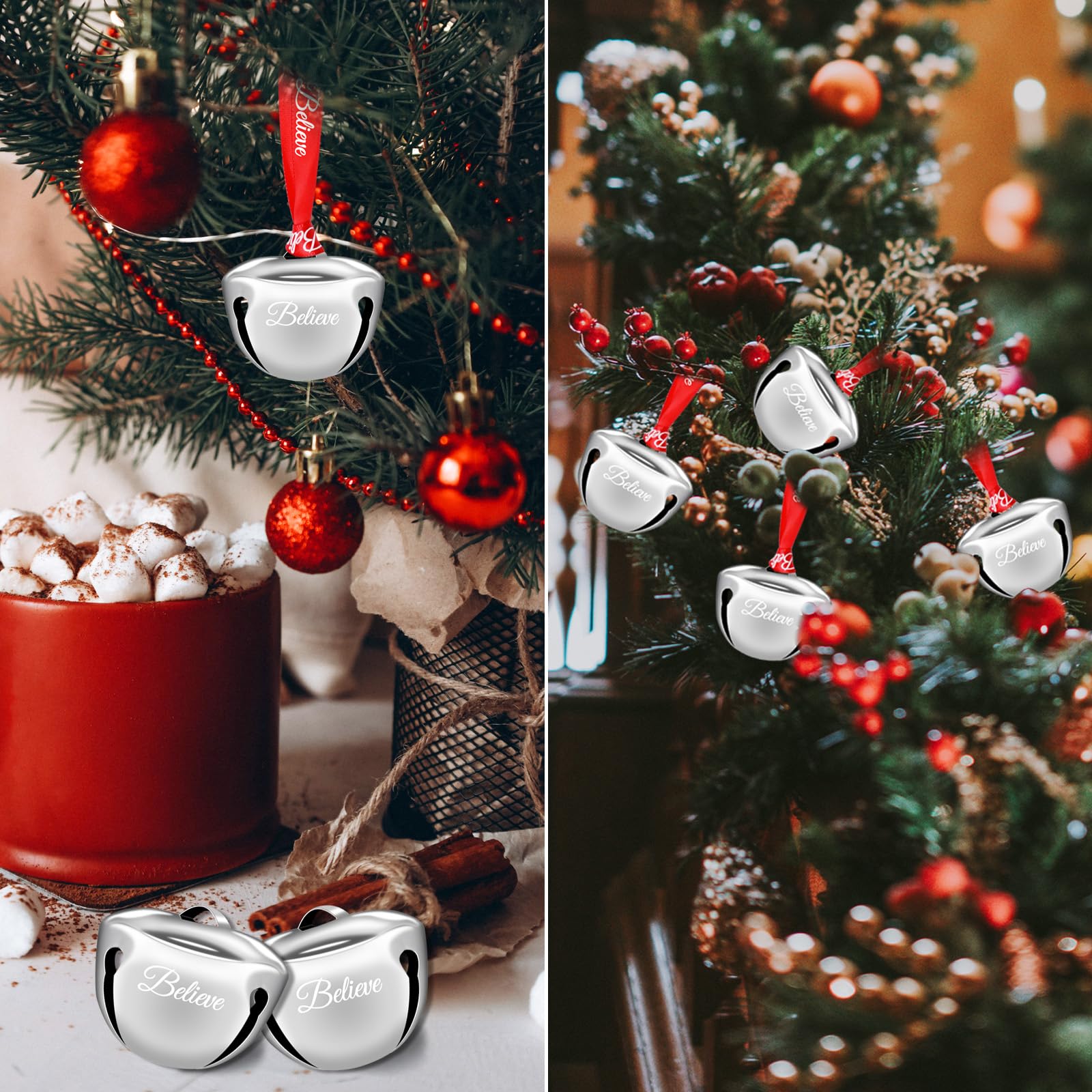 Jingle Bells 2024 Believe Christmas Bells, 12 Pieces Santa Claus Sleigh  Bells Father Christmas Jingle Bell Christmas Eve Box Filler Christmas Tree  Home Decoration Christmas Ornaments 2025, image size:1600x1600