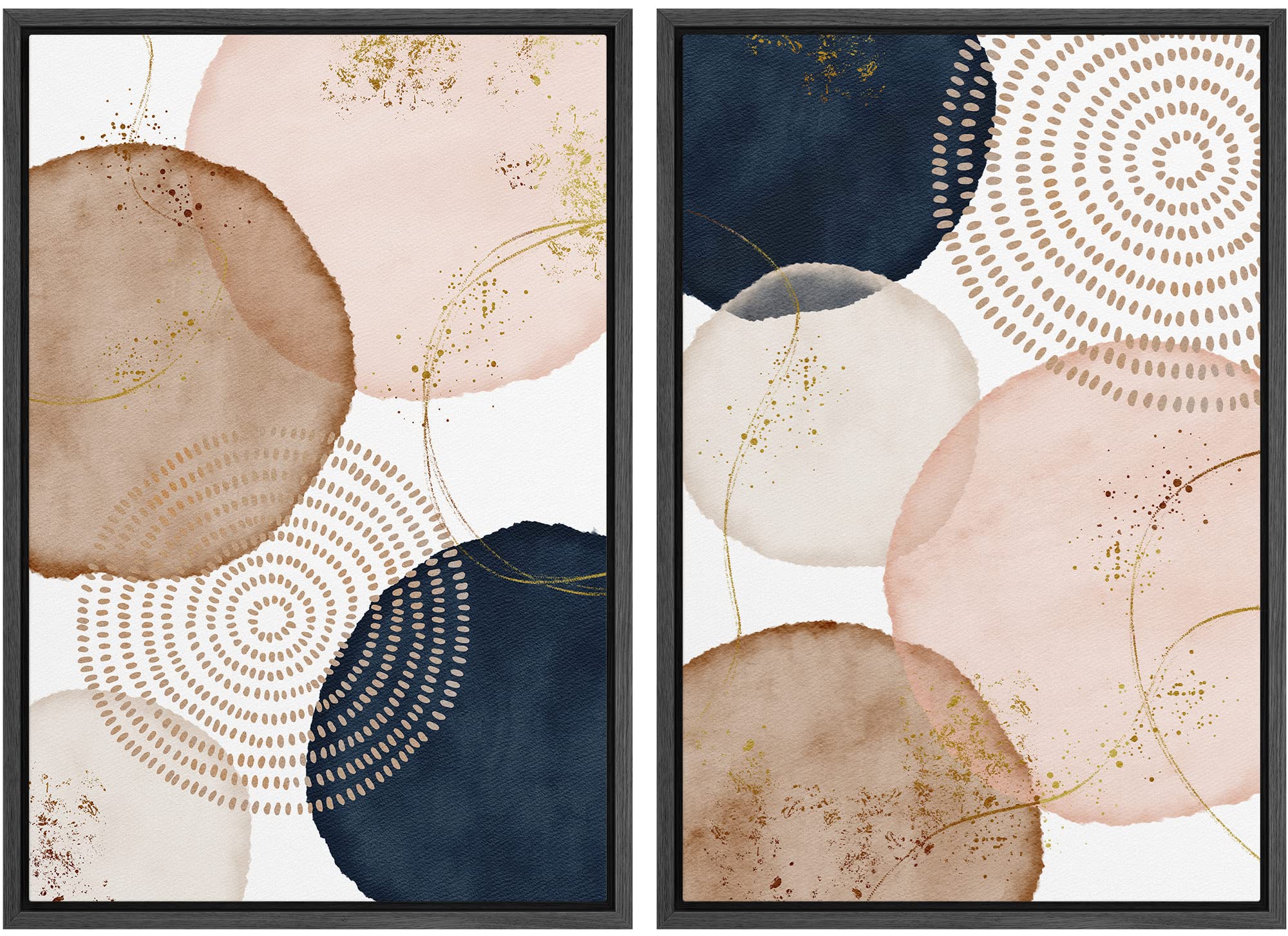 SIGNFORD Framed Canvas Print Wall Art Set Soft Hydrangea Pair Light Blue Florals with Green Leaves Illustration Modern Art Decorative Nordic Nature for Living Room, Bedroom, Office - 24"x36"x2 White — view 24