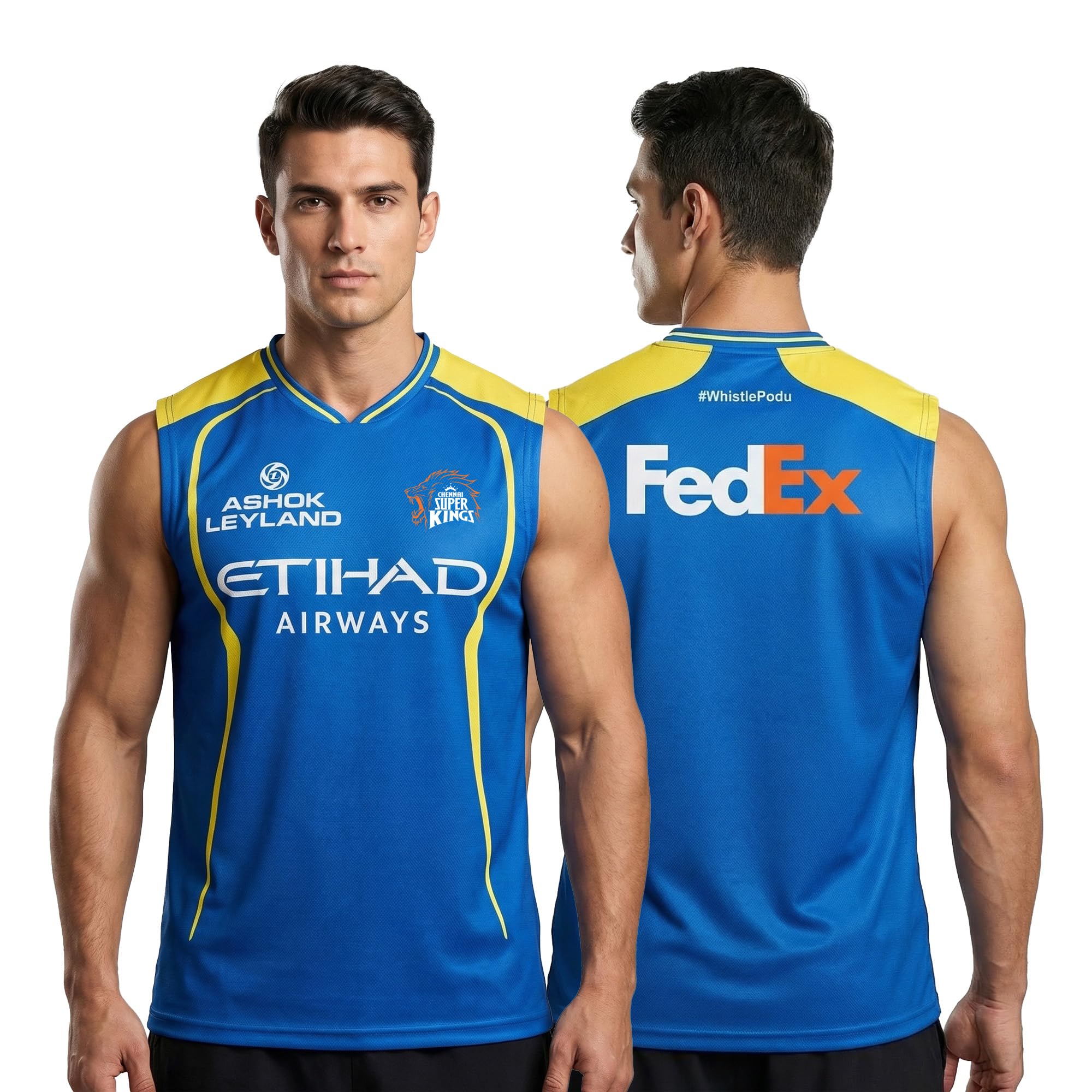 playr x Chennai Super Kings Training Singlet 2026 - IPL Edition, Adult Stylish CSK Sleeveless T-Shirt, Breathable Cricket Sportswear Gym Tee for Match, Casual & Everday Training Top - All Season-picture-23