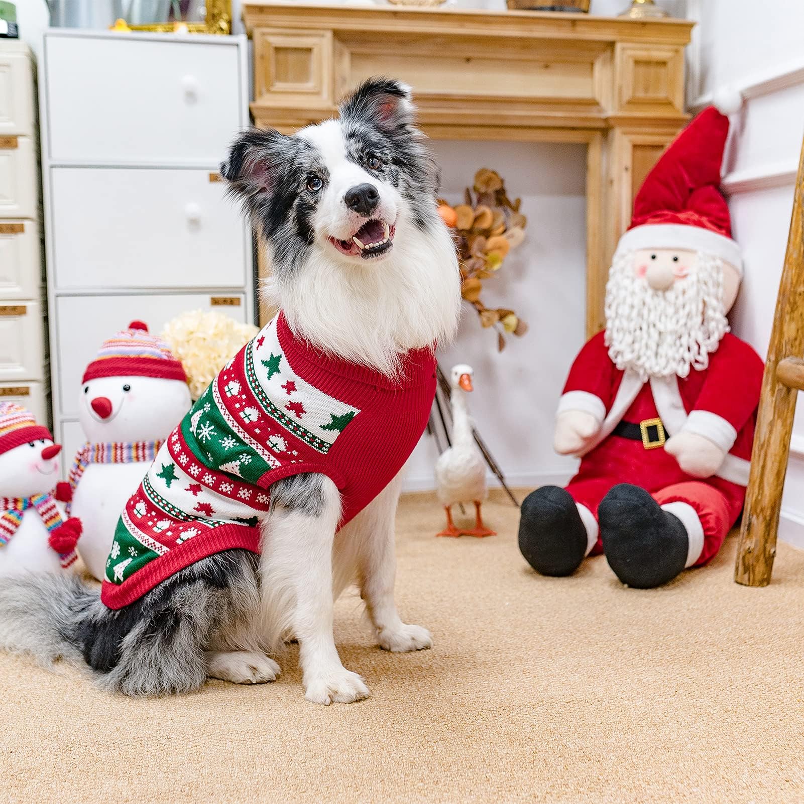 PUPTECK Hunde-Weihnachtspullover – Karo-Muster, ärmellos, Für Kleine Bis Große Hunde, Wärmend & Mit Leinen-Loch