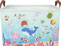 Vista 10 de CLOCOR Cesta de almacenamiento rectangular, cesta de almacenamiento plegable con bonito patrón, caja de almacenamiento de revestimiento impermeable