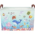 CLOCOR Rectangular Storage Basket Empty,Gift Basket,Waterproof Storage Bin with Handles,Room Decor(Under The Sea)