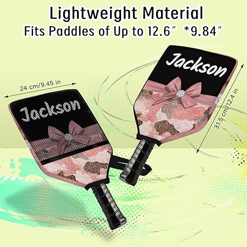 Miniatura 4 de Cubierta de paleta de pickleball personalizable, paquete de 12 paquetes, nombre de texto personalizado, ajuste universal, para hombres y mujeres,