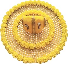 NandAnand Ladoo Gopal Designer Flower and Pearl Krishna Poshak | God Kanha Dress | Laddu Gopal Dev Vastra (Yellow)