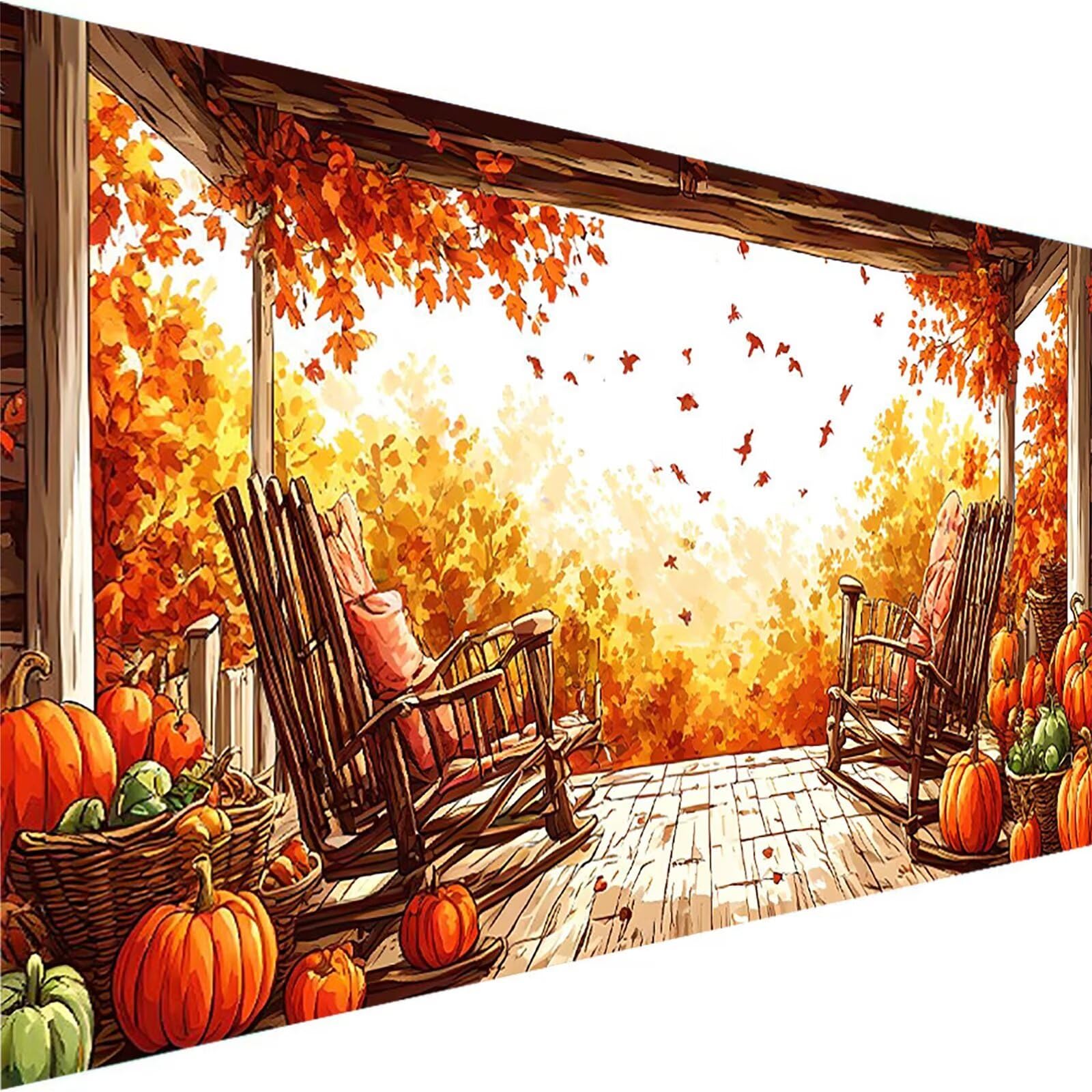 Malen nach Zahlen Kinder Landschaft, Malen Nach Zahlen Erwachsene, Geschenke für Mädchen Junge Bastelset, Malen nach Zahlen Herbst | Malen nach Zahlen Ohne Rahmen, (60x120cm) Bastelset Erwachsene A-5