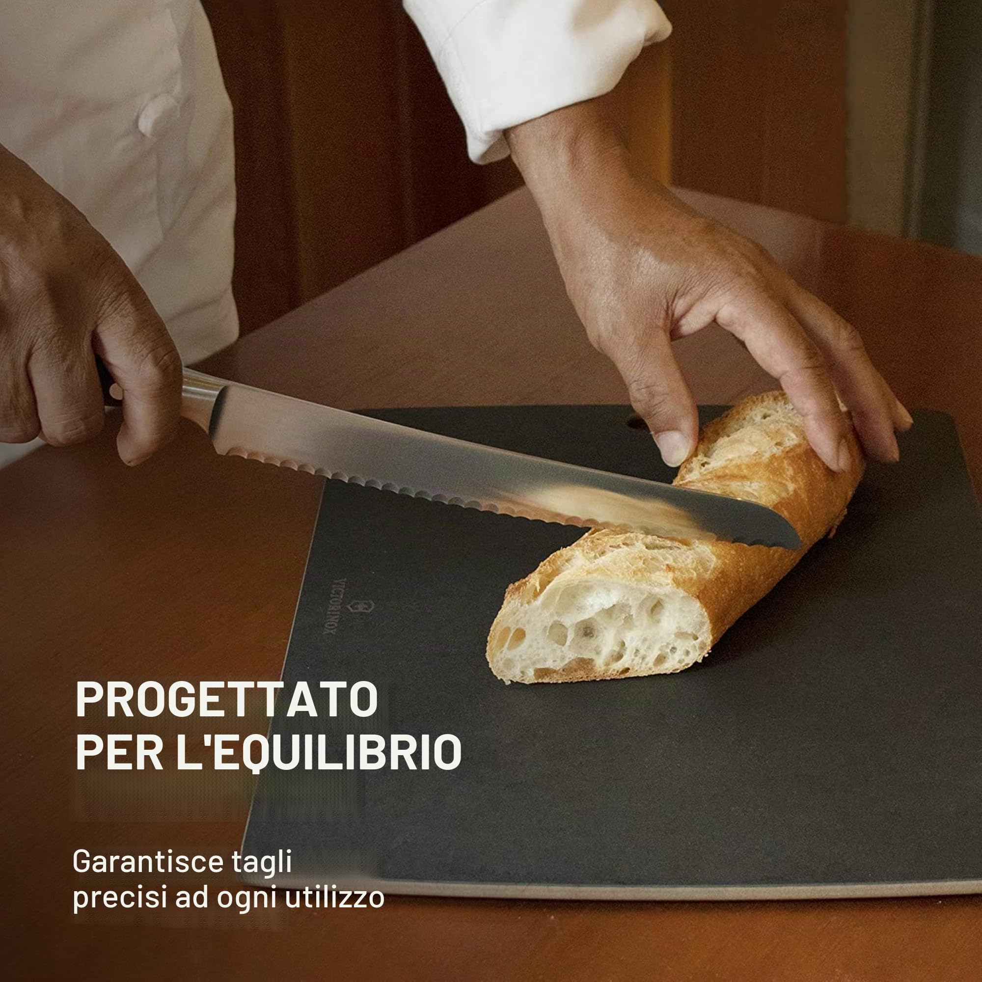 Victorinox Grand Maître, coltello professionale per pane e pasticceria, lama extra-affilata, bordo seghettato, 23 cm, elegante manico in legno, acciaio inossidabile, marrone