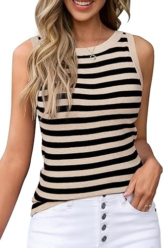 Miniatura 5 de Arach&Cloz Suéteres de mezcla de lana para mujer, no se transparentan, sin mangas, para todas las estaciones, para negocios, informal, 2025