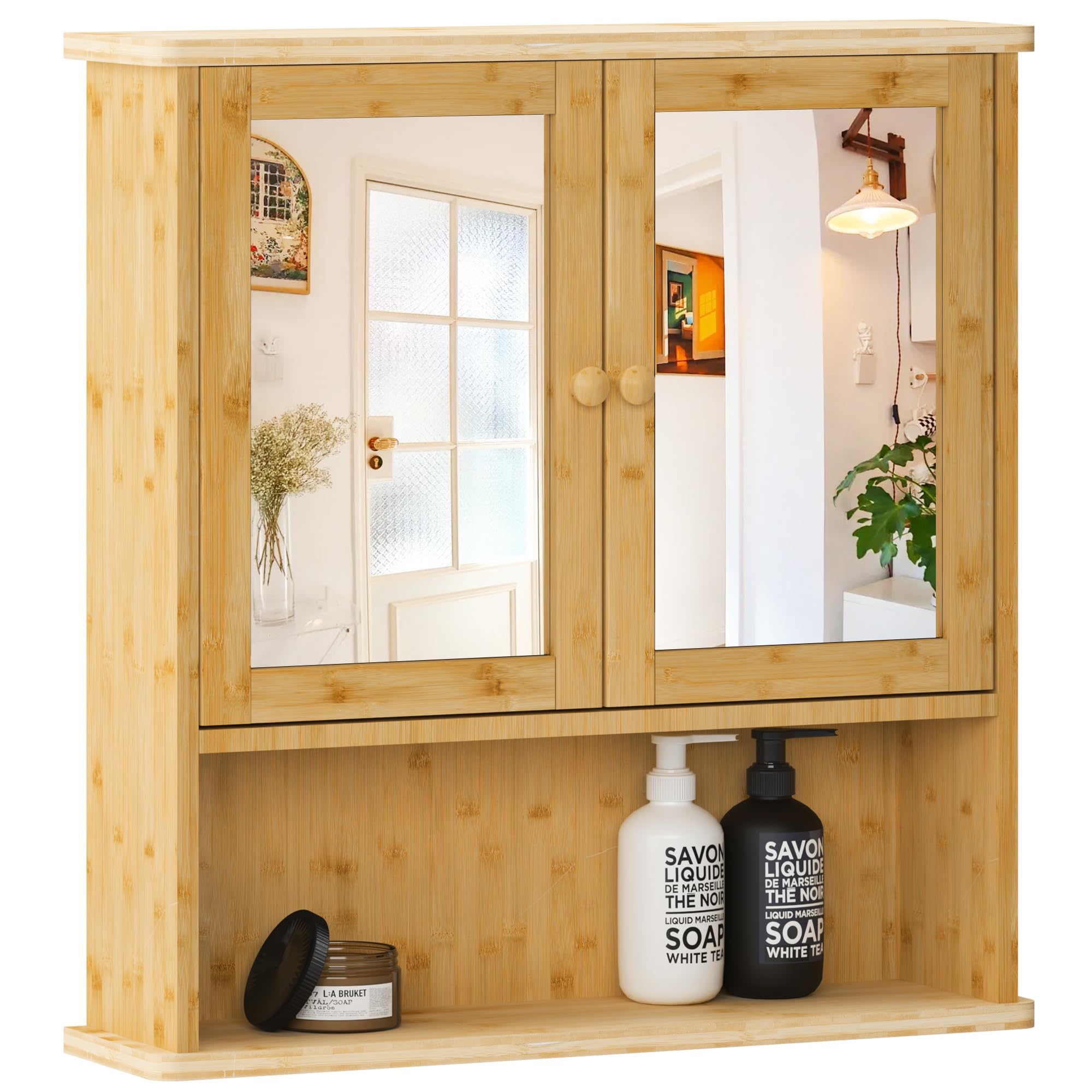 Badkamer wandkast met spiegel NUBES 80 cm 70 cm Wit