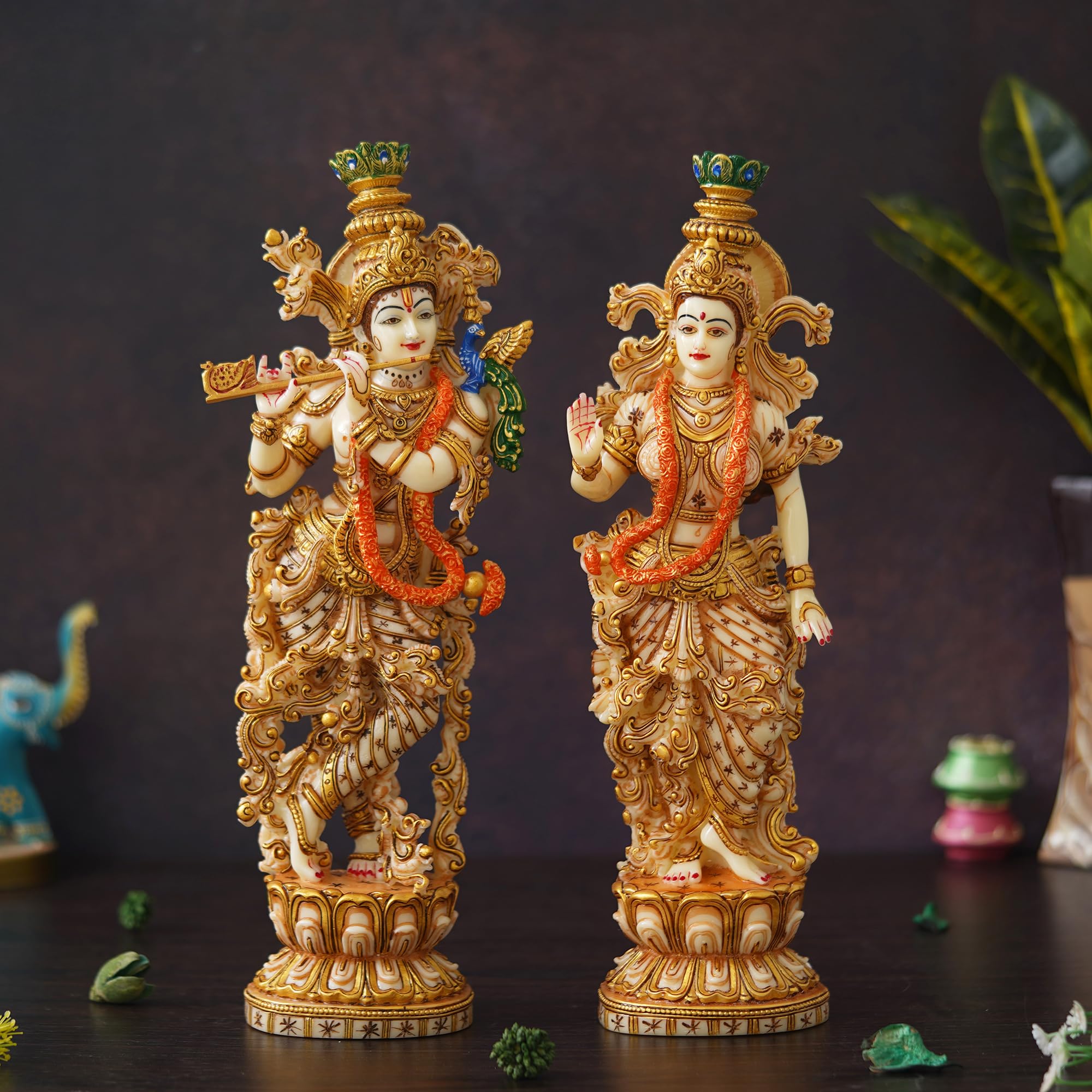 Shyam Antique Creation Large Radha Krishna Statue, Goddess Radha & God Krishna Idols - Handmade Hindu Sculpture of Divine Love, Pair of Radha-Krishna 16inch Big Gift