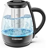 Chefman Electric Kettle with Tea Infuser, 1L 1500W, Removable Lid for Easy Cleaning, Boil-Dry Protection, Stainless Steel Filter, BPA Free, Auto Shut Off Hot Water Boiler, Small Electric Tea Kettle