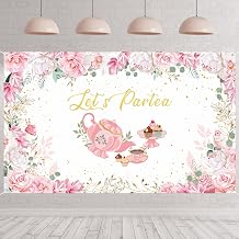 Tegeme 6 x 3.6 ft Tea Party Backdrop Banner, Lets Partea, White