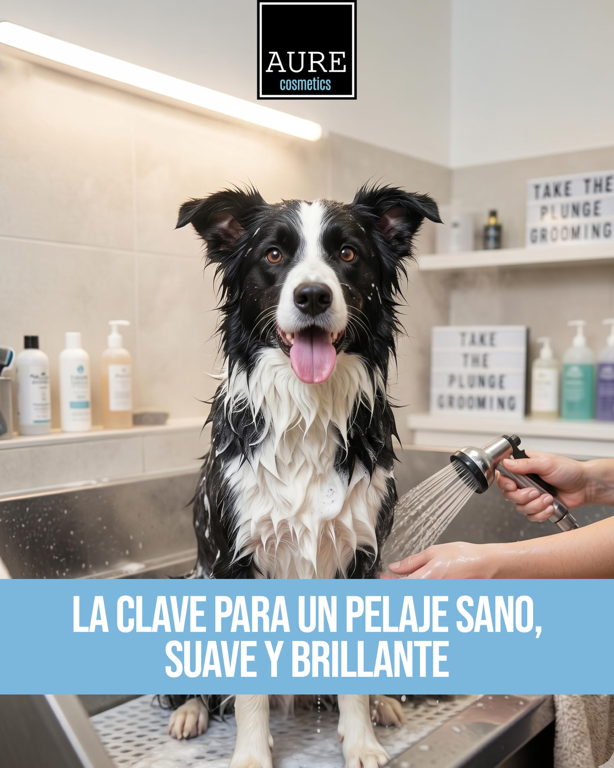 AURE - Champú Acondicionador para Perros y Gatos 5 L. Champu Perro 2 en 1 con Provitamina E, pH Neutro, Desenreda y Aporta Brillo. Champu gatos Uso Frecuente, Ideal para uso doméstico