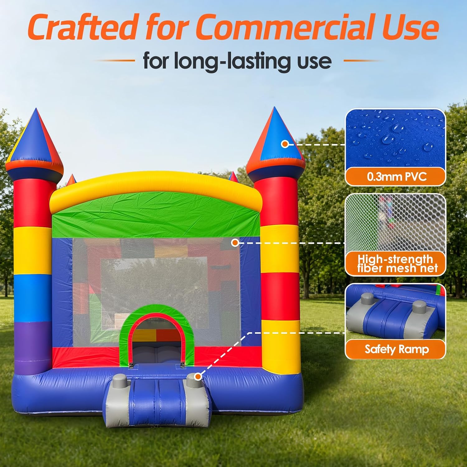 13'x12.5' Commercial Inflatable Bounce House, PVC Inflatable Bouncy Castle with Blower & Basketball Hoop, Outdoor Bounce House, Giant Jumper for Parties, Events & Rentals thumbnail