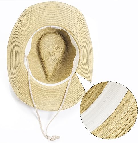 Miniatura 3 de Sombreros de vaquero de paja unisex para mujeres y hombres, sombrero de vaquero de playa occidental, sombrero de ala ancha para playa, Halloween,