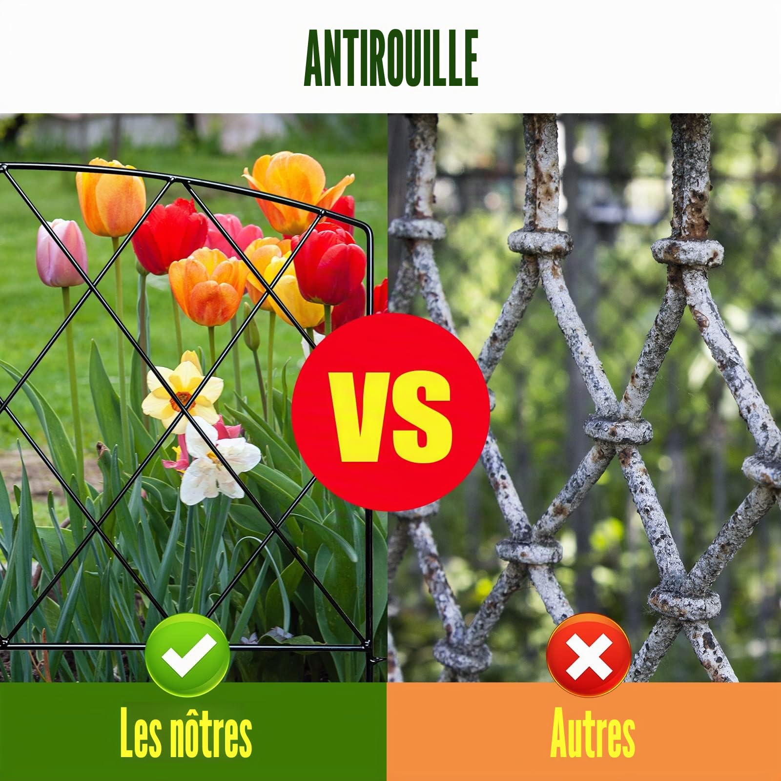 Thealyn Clôture Décorative en Métal, 61 cm x 61 cm x 5 pieces | Barrière de Jardin pour Chiens, Installation sans Creuser (Classique)