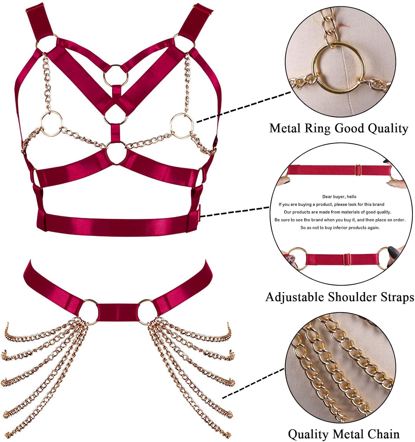 Sexy Womens Halloween Costumes Adult BANSSGOTH Women's Gothic Full Body Harness Set With Garter Belt & Metal Chains Adjustable Stretch Fabric For Rave, Halloween, Cosplay Bondagewear Womens Lingerie Sexy Womens Halloween Costumes Adult BANSSGOTH Women's Gothic Full Body Harness Set With Garter Belt & Metal Chains Adjustable Stretch Fabric For Rave, Halloween, Cosplay Bondagewear Womens Lingerie
