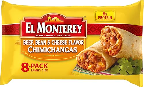 El Monterey Chimichangas con sabor a carne de res, frijoles y queso, 8 unidades