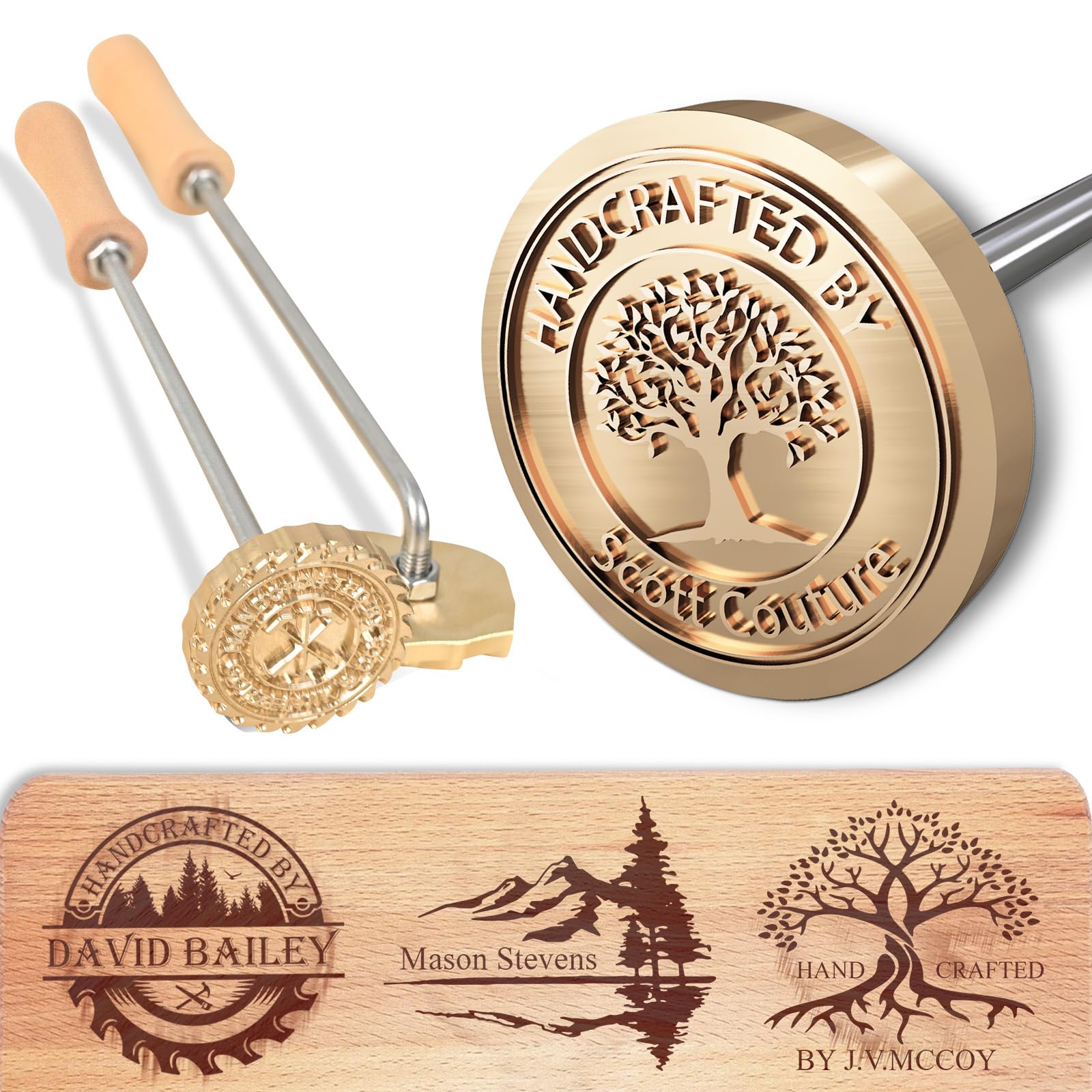 KAINSY Custom Wood Branding Iron, Personalized Burning Stamp for Leather Meat Food Wood, Flame Heated Metal Stamp with Customized Logo Design, Wedding Party Wood Worker Bread Making Gifts(1.5 inches)