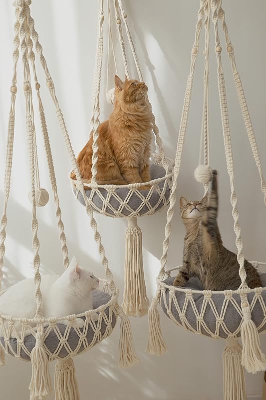 Cat tree Macrame cat hammock Cat wall furniture Hanging cat