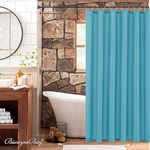 Miniatura 7 de Biscaynebay - Cortinas de ducha de tela de calidad de hotel, resistentes al agua, ojales resistentes a la corrosión, parte inferior con peso lavable