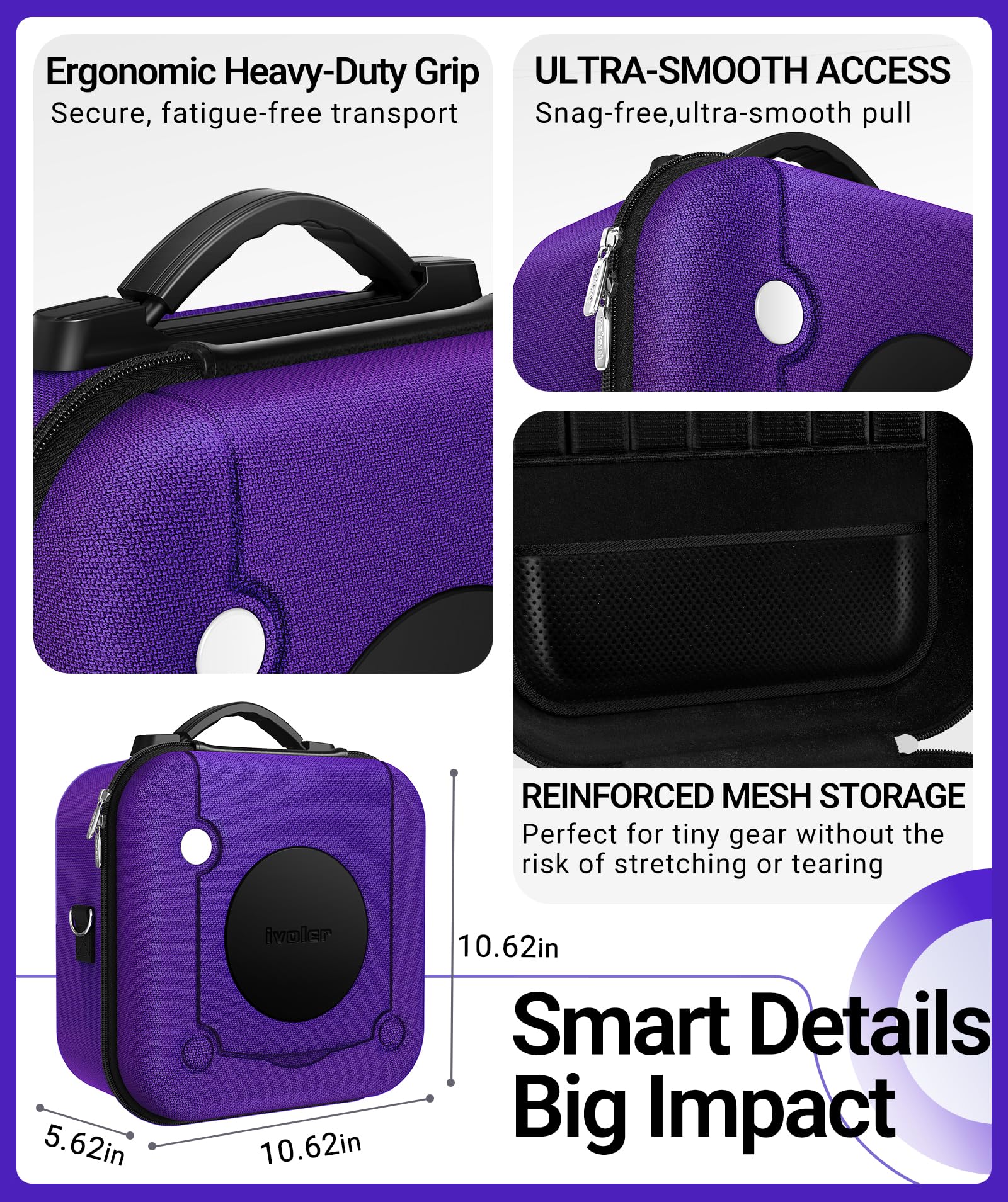 iVoler Compatto Custodia di Trasporto per Nintendo Switch 2 con Pellicole Protettive e Cappuccio del joystick, Case da Viaggio Rigido Deluxe per Console Switch, Dock e Altri Accessori - Viola