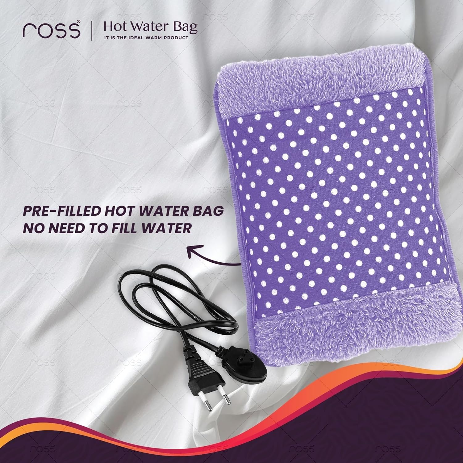 Ross Electric Hot Water Bag & Heating Pad | Rechargeable Gel Hot Bag with Soft Fur Cover & Hand Warmer Pockets | Fast Heating, No Water Filling | Pain Relief for Back Pain, Cramps, Muscle Aches & Winter Warmth (Multicolour)