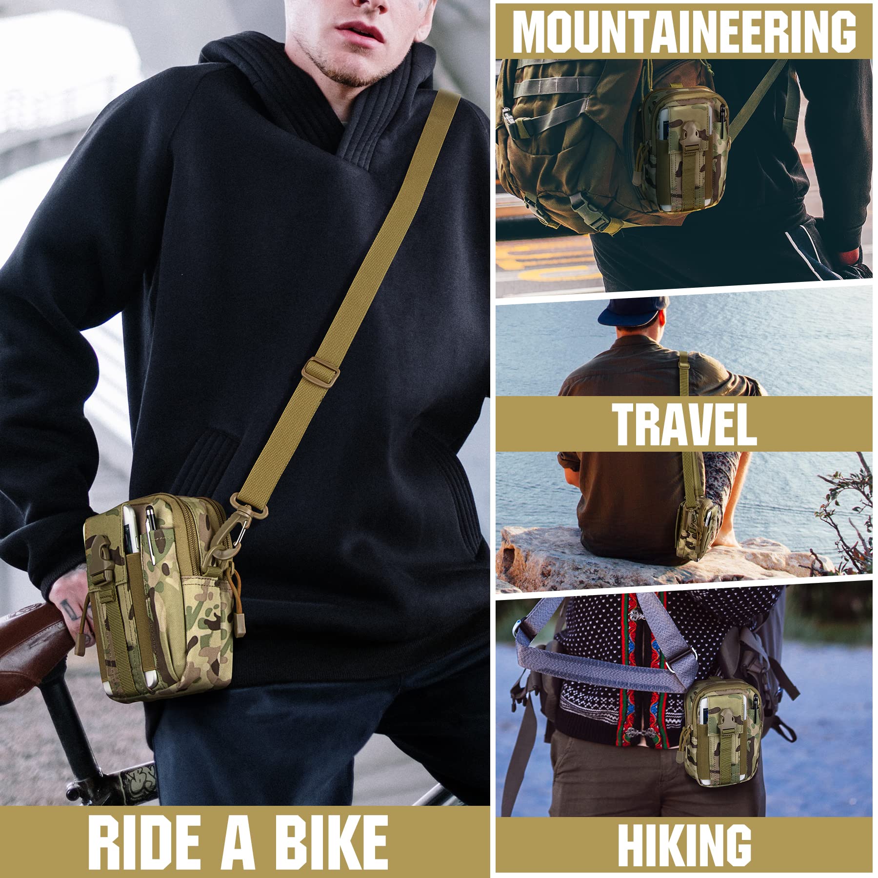 Abcsea 1 Pochette Tactique Multifonction Molle, Pochette Pour Gadget, Sac Banane Pour Randonnée, Camping, Sports (camouflage ACU