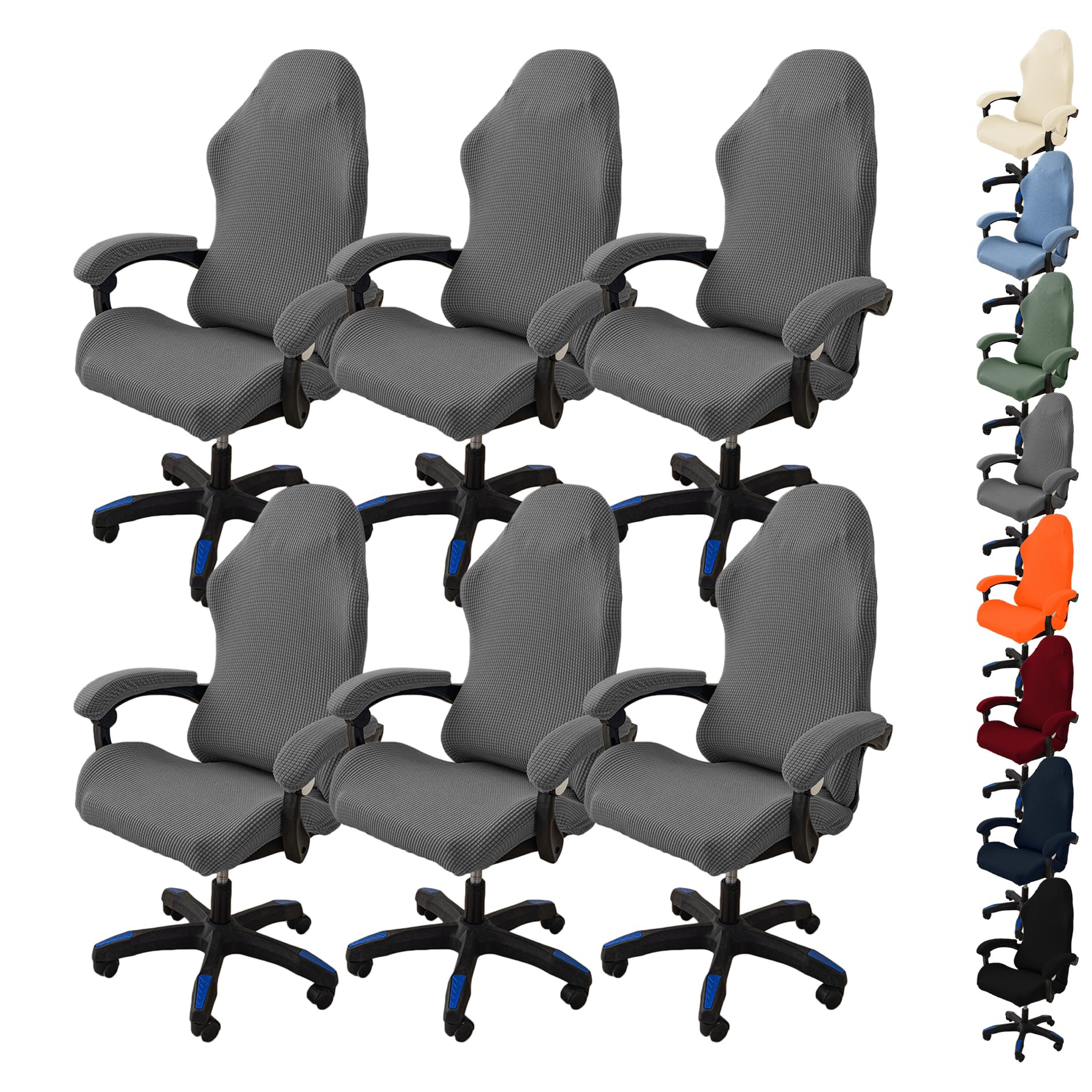Set di 6 coprisedie elastiche da ufficio con braccioli, per sedie rotanti, resistenti e facili da pulire, perfette per giochi e ufficio a casa