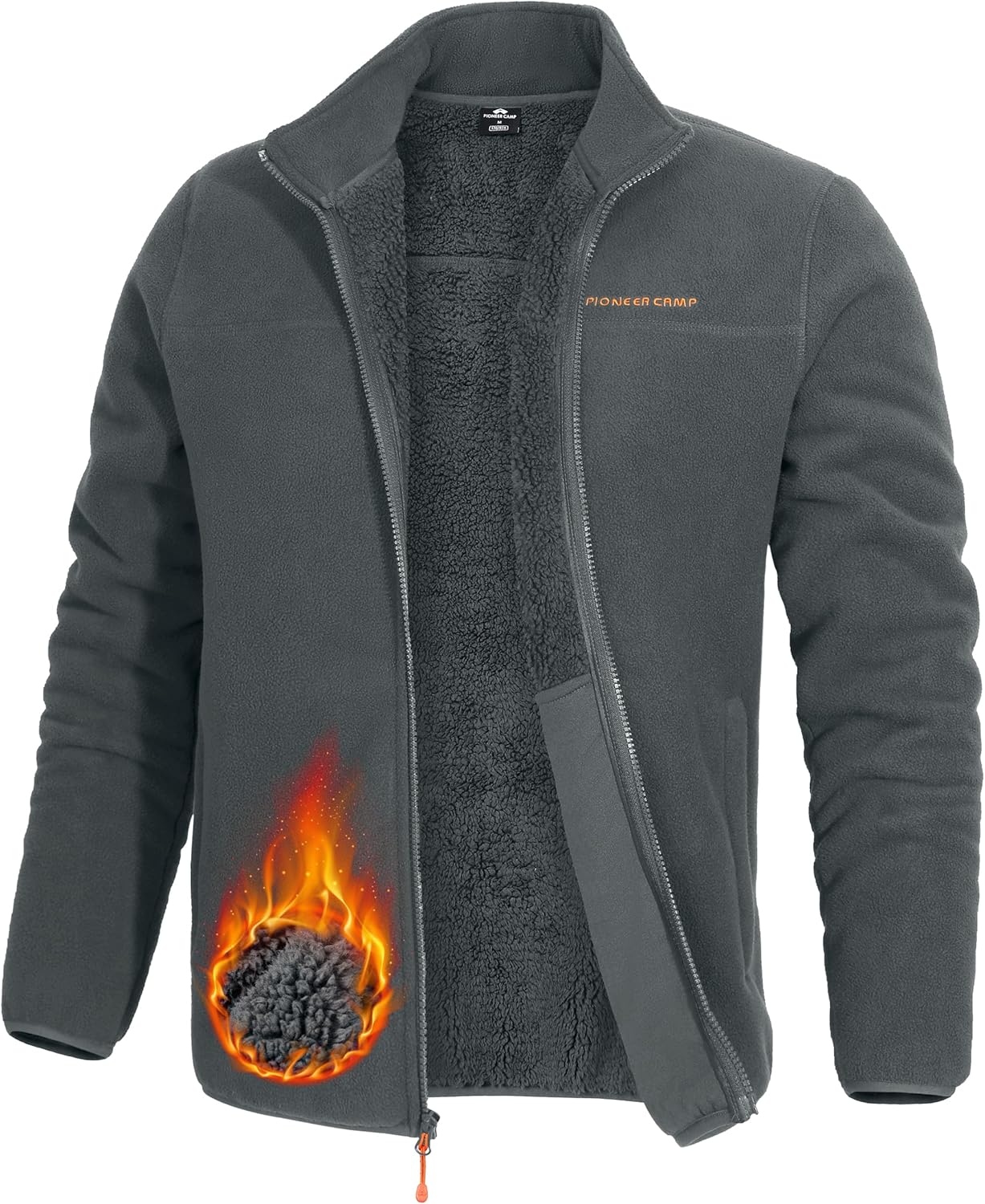 Pioneer Camp Men's Polar Fleece Sherpa Lined Jacket Warm Full Zip Up Thick Jacket Soft Outwear Winter Coat with Zipper Pocket