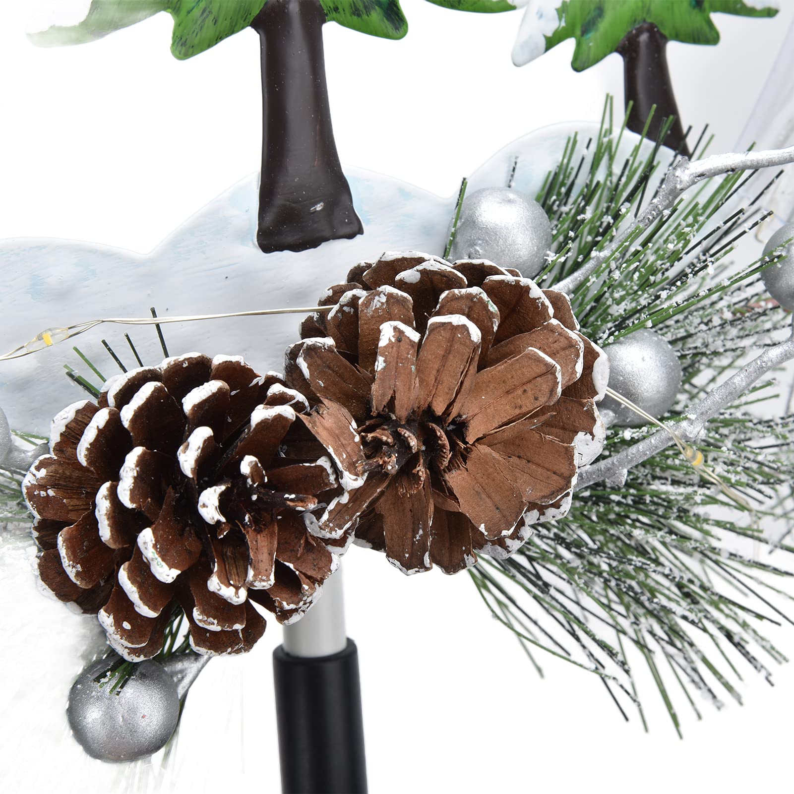 Gonetre Luces Navideñas con Energía Solar Decoraciones para Exteriores 2 Piezas Lámparas LED de Jardín con Piñas y Hojas de Imitación para Patios Jardines Impermeable IP65 12 Luces LED