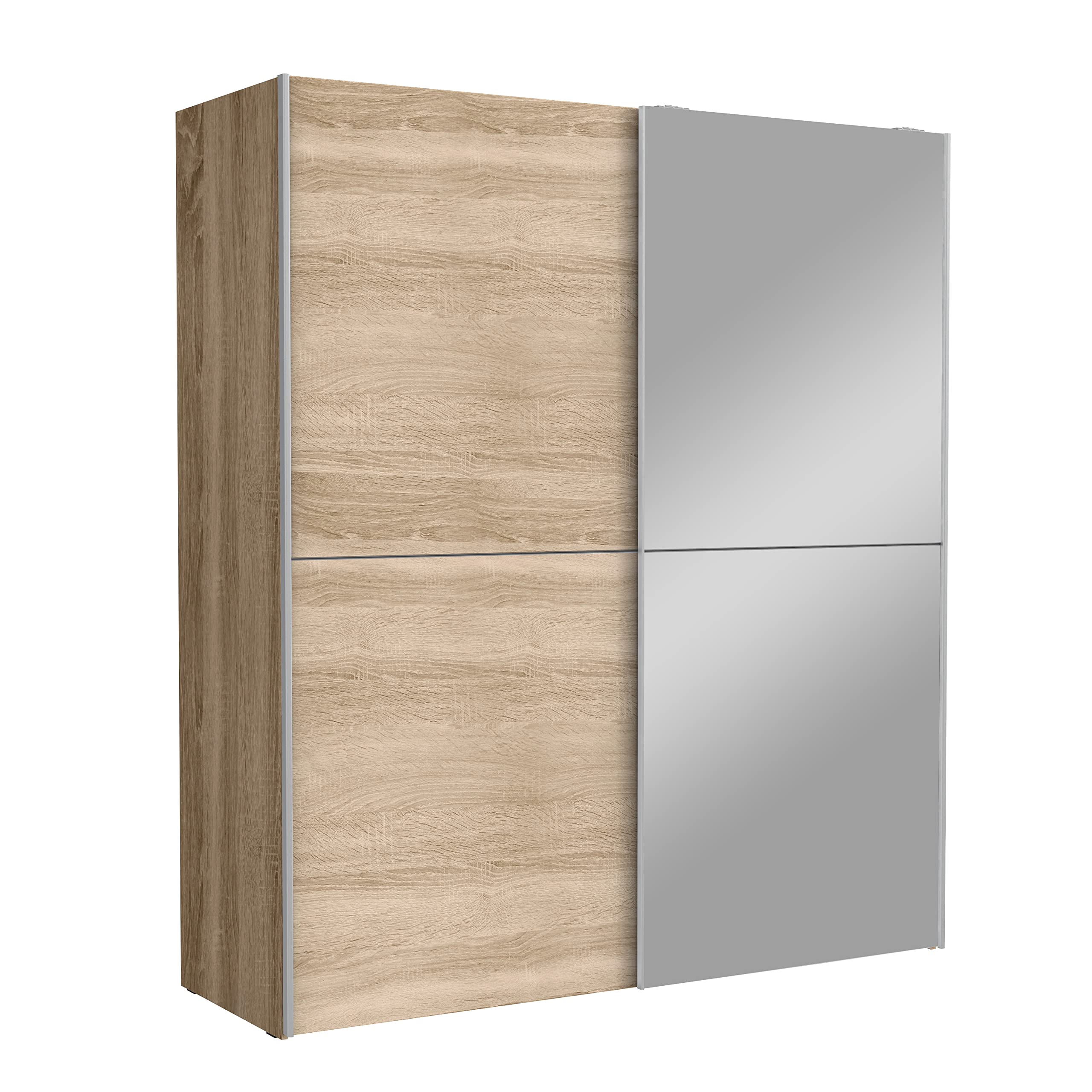 AVANTI TRENDSTORE Fajar Kleiderschrank mit 2 Schiebetüren, Spiegeltüren, Spanplatte, viel Stauraum, in 2 Farben erhältlich, 170,3 x 190,5 x 61,2 cm