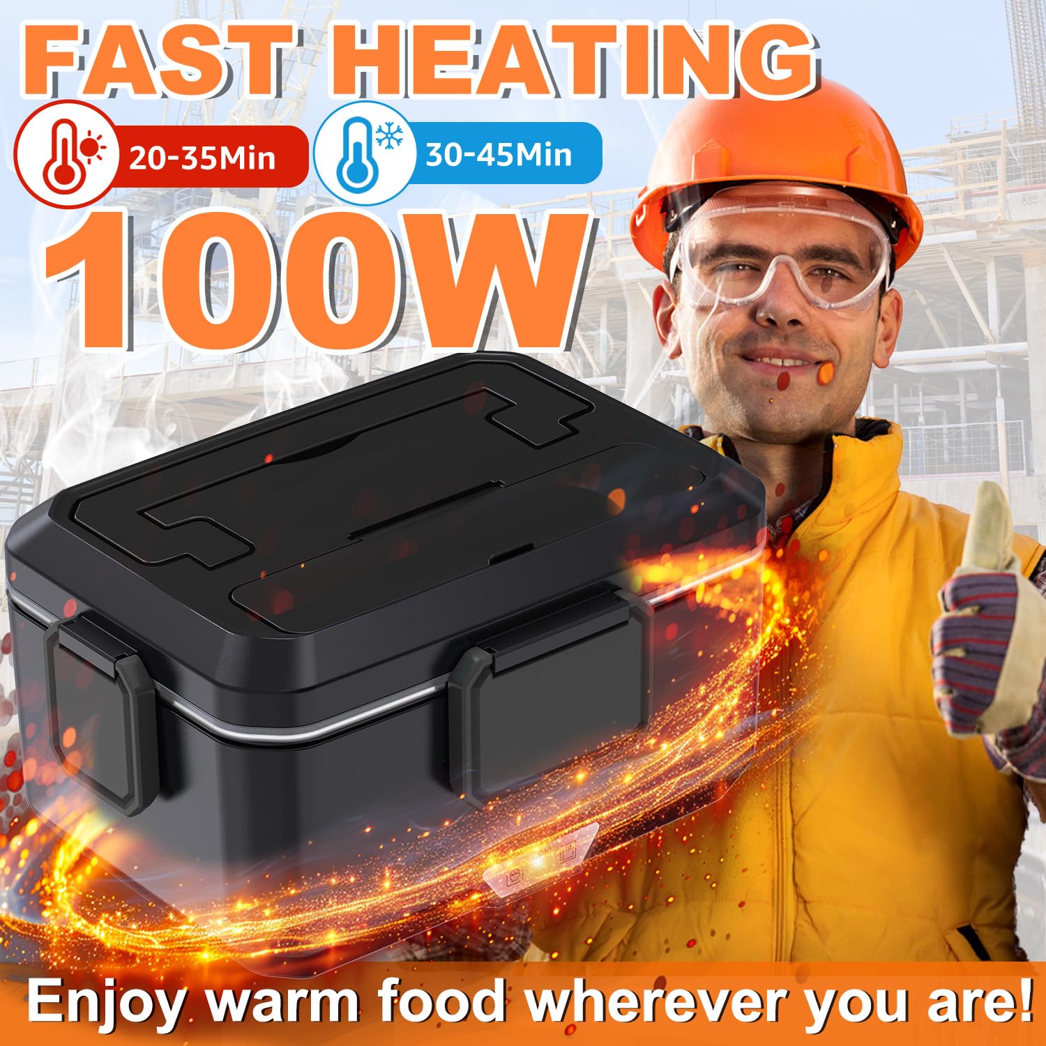 Gamelle Chauffante 2,5L 100W Lunch Box Chauffante Boite Chauffante Repas Acier Inoxydable Détachable pour Voiture Camion Bureau 12V/24V/230V avec Sac(2.5L-Noir)