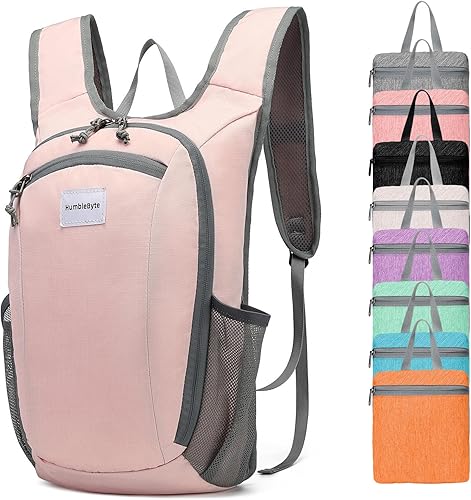 Miniatura 9 de Bolsa de senderismo ligera de 10 litros, mochila pequeña de senderismo, bolsa plegable para exteriores para mujeres y hombres (gris/rosa/negro),
