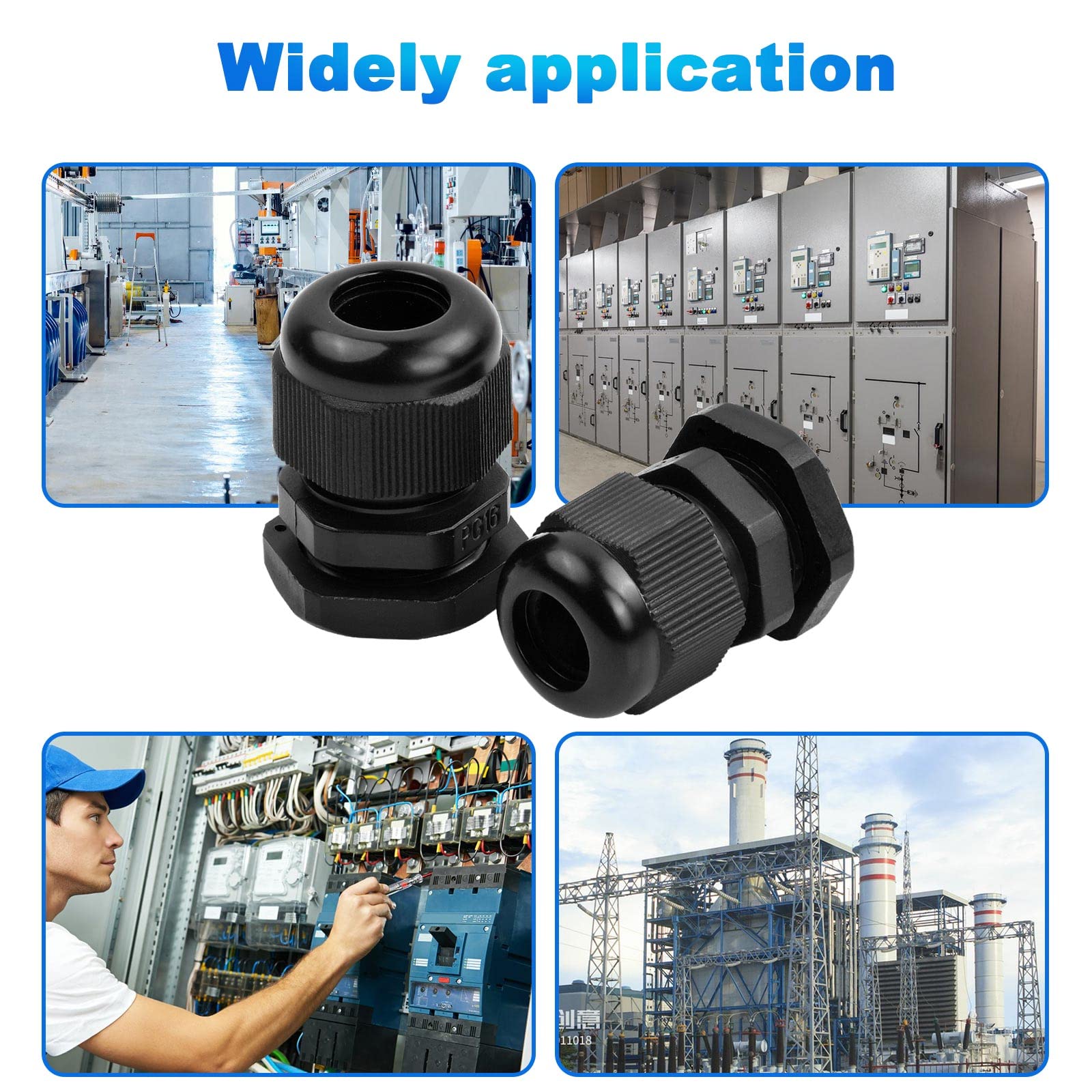 50 Pressacavi Impermeabili IP68 - Giunti Nylon Regolabili 3-16mm Per Cavi Elettrici (Set PG7/9/11/13.5/16/19)