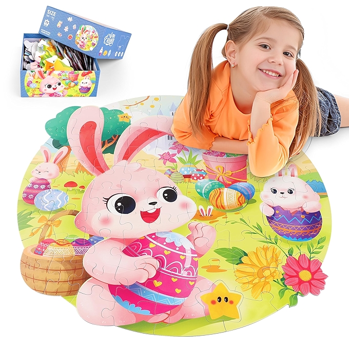 COOLDELE 复活节兔子拼图玩具 适合3-8岁儿童 100片纸质教育拼图