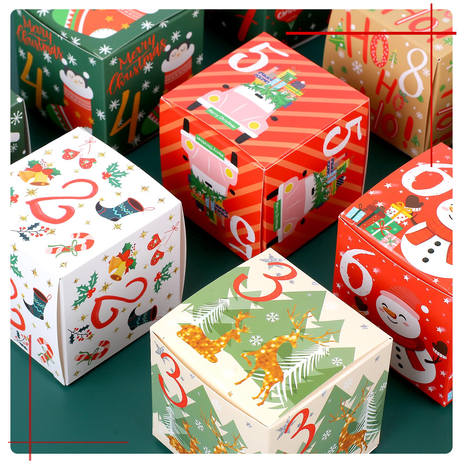 Coicok Calendario de Adviento Navidad 24 Cajas DIY Caja de Regalo