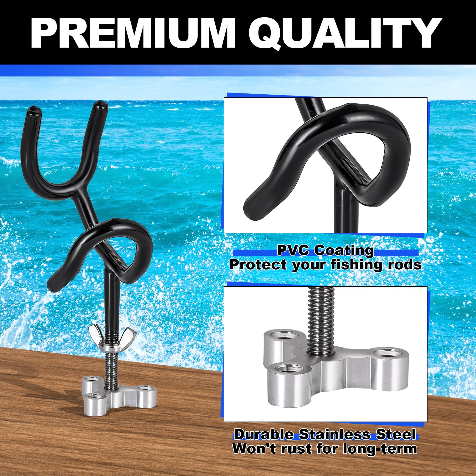 Angelrutenhalter für Boot, Sure Grip Stahl 20 Grad Winkel Rutenhalter mit Montagebasis, Angelrutenhalter für Boot, Schiff, Yacht und mehr für Angelliebhaber, Bootsrutenhalter, 4 Stück